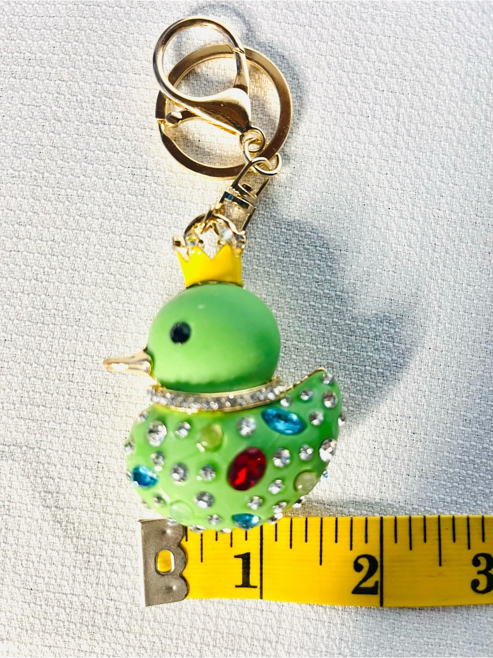 Crowned Duck with Rhinestone Accents Bag Charm Keyring - New - Picture 4 of 5